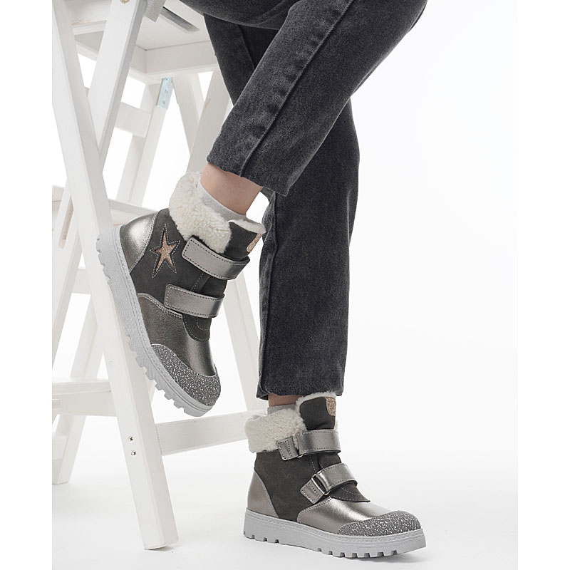 Ботинки нат.мех, артикул 1532, цвет т.серебро купить в интернет-магазине Shoeslel с доставкой по России