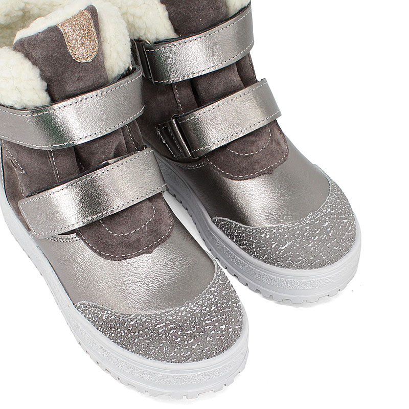 Ботинки нат.мех, артикул 1532, цвет т.серебро купить в интернет-магазине Shoeslel с доставкой по России