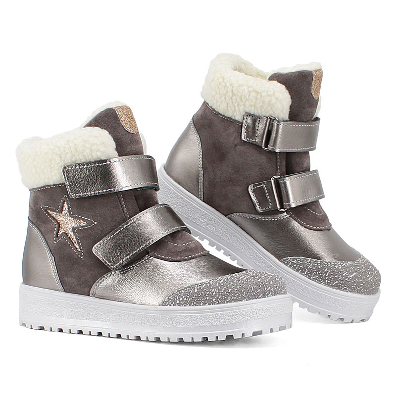 Ботинки нат.мех, артикул 1532, цвет т.серебро купить в интернет-магазине Shoeslel с доставкой по России