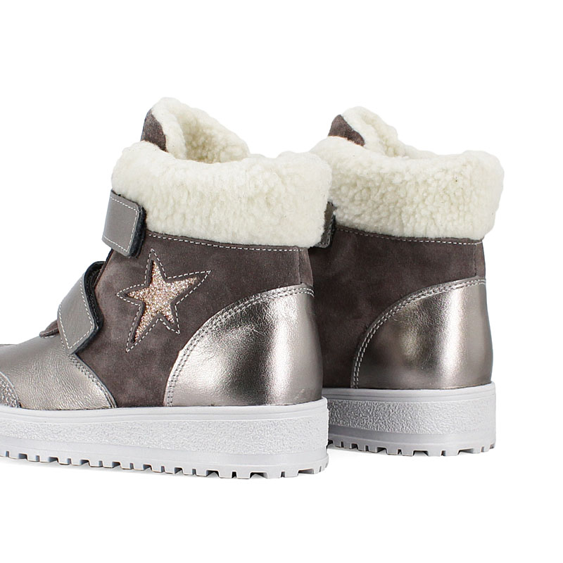 Ботинки нат.мех, артикул 1532, цвет т.серебро купить в интернет-магазине Shoeslel с доставкой по России