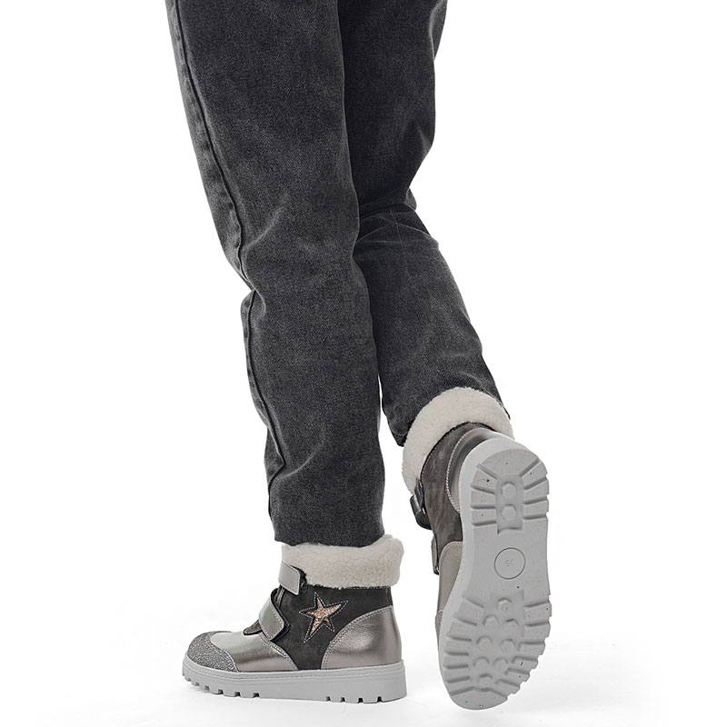 Ботинки нат.мех, артикул 1532, цвет т.серебро купить в интернет-магазине Shoeslel с доставкой по России