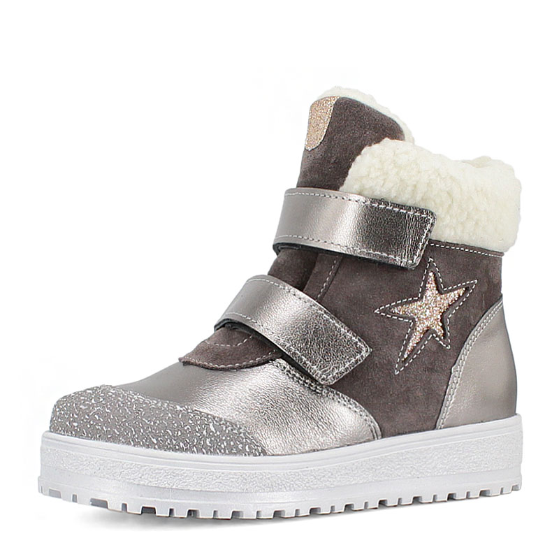 Ботинки нат.мех, артикул 1532, цвет т.серебро купить в интернет-магазине Shoeslel с доставкой по России