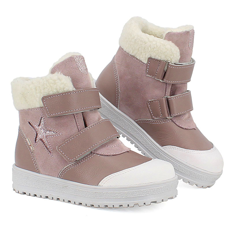 Ботинки нат.мех, артикул 1532, цвет бежевый;розовый купить в интернет-магазине Shoeslel с доставкой по России