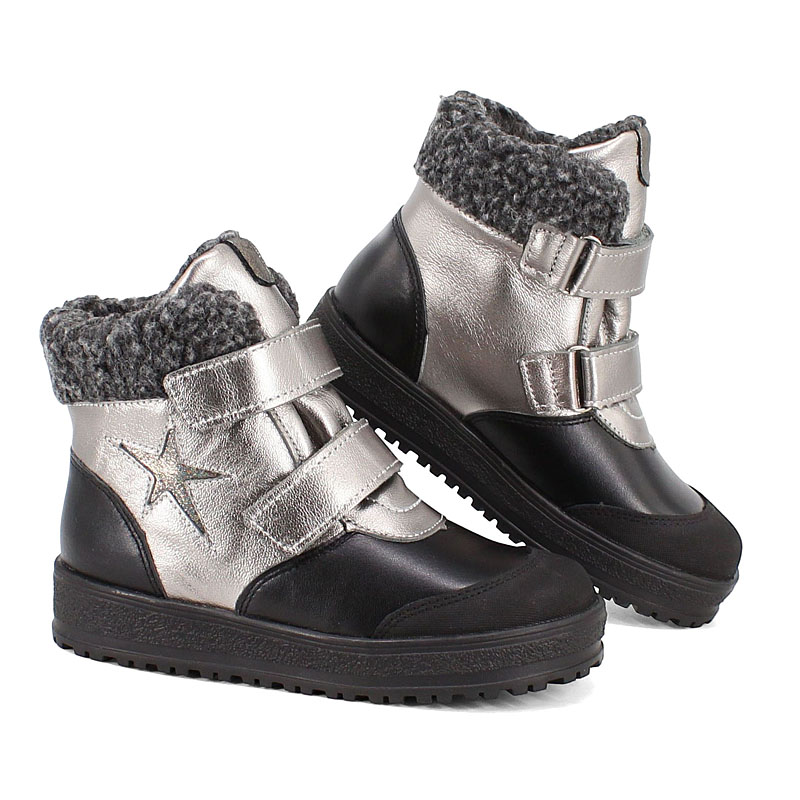 Ботинки нат.мех, артикул 1532, цвет черно-серый купить в интернет-магазине Shoeslel с доставкой по России