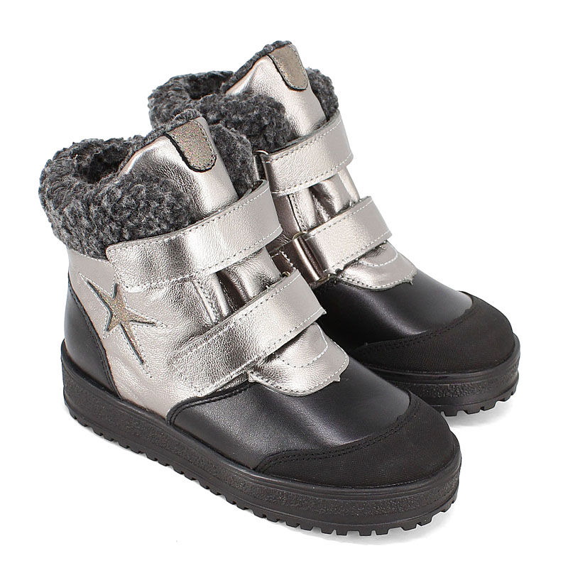 Ботинки нат.мех, артикул 1532, цвет черно-серый купить в интернет-магазине Shoeslel с доставкой по России