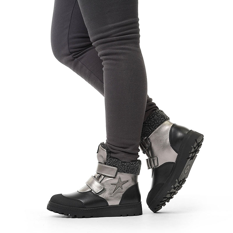 Ботинки нат.мех, артикул 1532, цвет черно-серый купить в интернет-магазине Shoeslel с доставкой по России