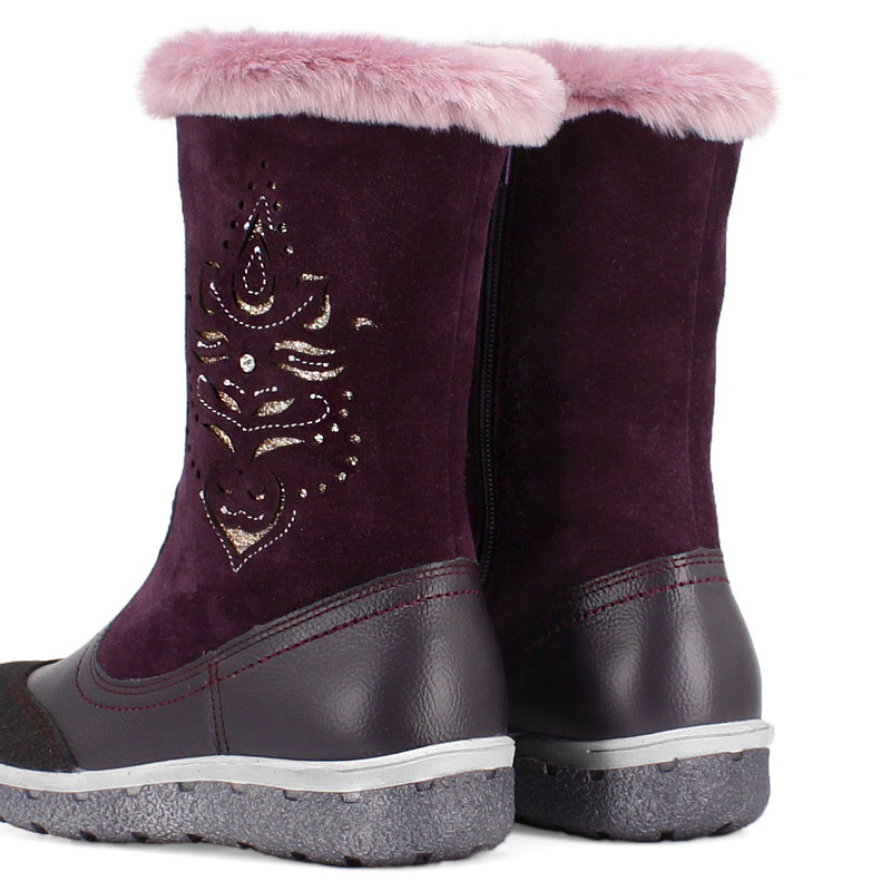 Сапожки нат.мех, артикул 1536, цвет черничный купить в интернет-магазине Shoeslel с доставкой по России
