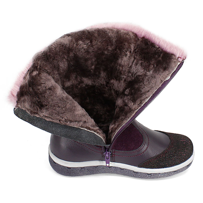 Сапожки нат.мех, артикул 1536, цвет черничный купить в интернет-магазине Shoeslel с доставкой по России