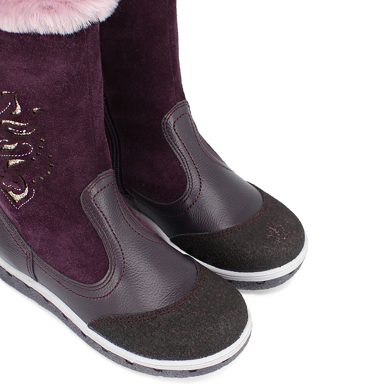 Сапожки нат.мех, артикул 1536, цвет черничный купить в интернет-магазине Shoeslel с доставкой по России