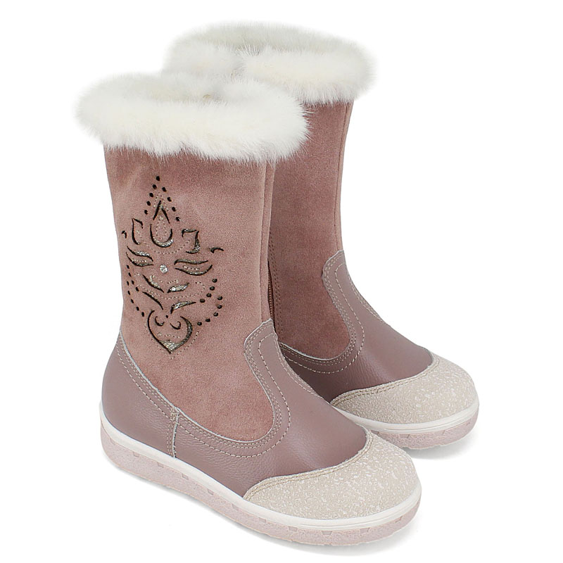 Сапожки нат.мех, артикул 1536, цвет розово-бежевый купить в интернет-магазине Shoeslel с доставкой по России