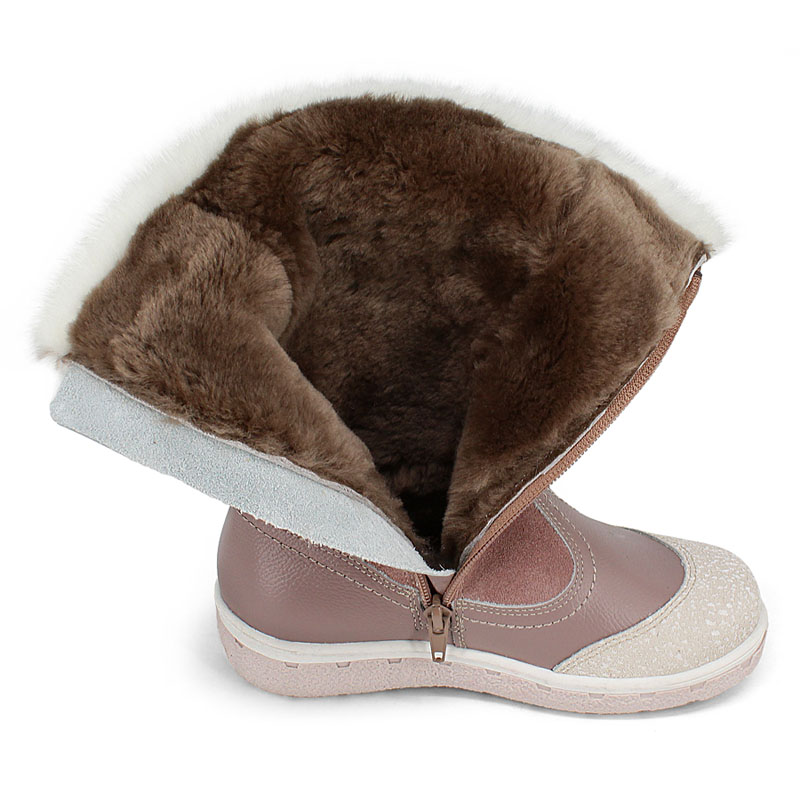 Сапожки нат.мех, артикул 1536, цвет розово-бежевый купить в интернет-магазине Shoeslel с доставкой по России