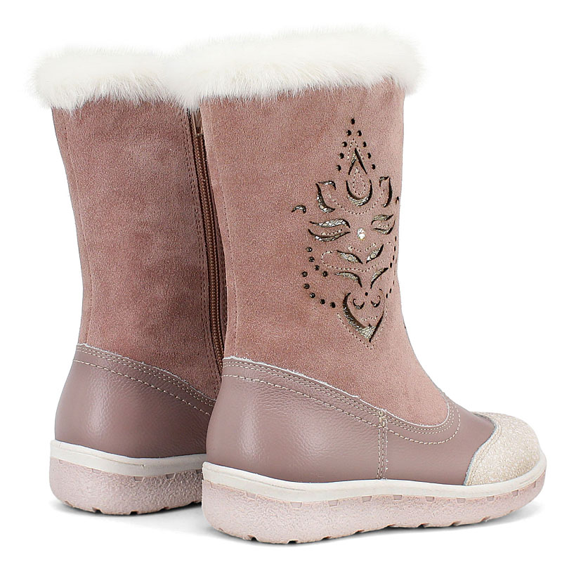 Сапожки нат.мех, артикул 1536, цвет розово-бежевый купить в интернет-магазине Shoeslel с доставкой по России