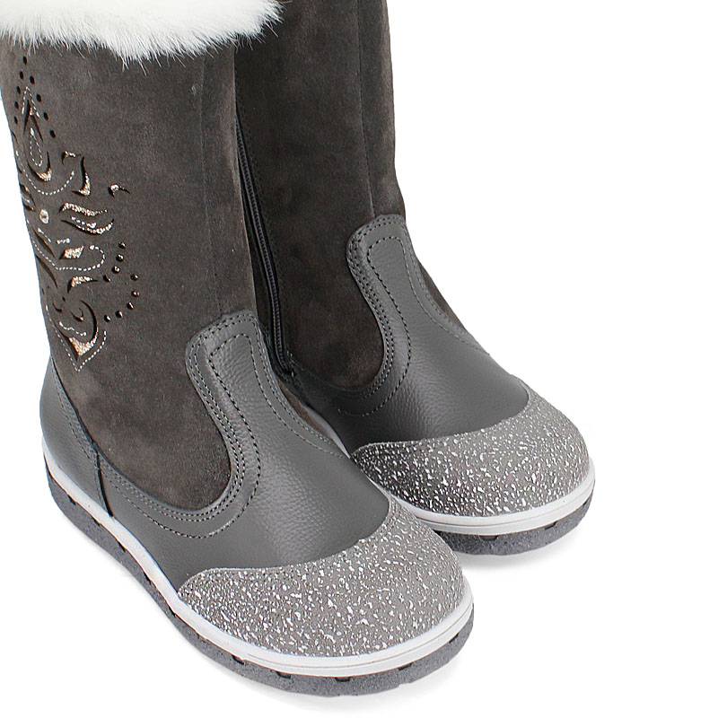 Сапожки нат.мех, артикул 1536, цвет серый купить в интернет-магазине Shoeslel с доставкой по России