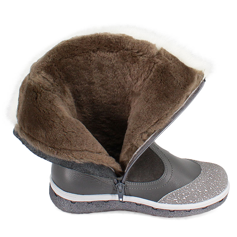 Сапожки нат.мех, артикул 1536, цвет серый купить в интернет-магазине Shoeslel с доставкой по России