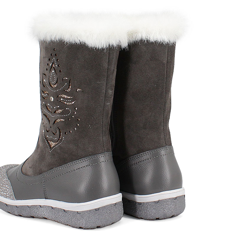 Сапожки нат.мех, артикул 1536, цвет серый купить в интернет-магазине Shoeslel с доставкой по России