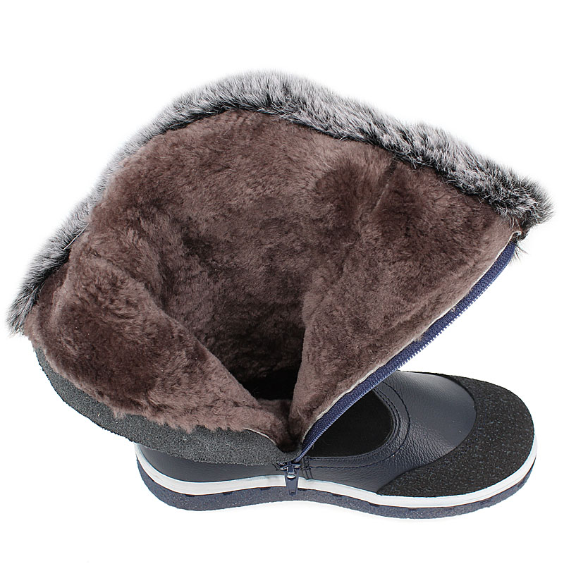 Сапожки нат.мех, артикул 1536, цвет синий купить в интернет-магазине Shoeslel с доставкой по России