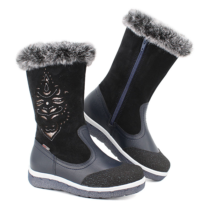 Сапожки нат.мех, артикул 1536, цвет синий купить в интернет-магазине Shoeslel с доставкой по России