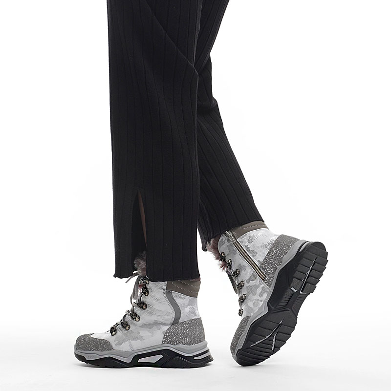 Ботинки нат.мех, артикул 1539, цвет светло-серый купить в интернет-магазине Shoeslel с доставкой по России