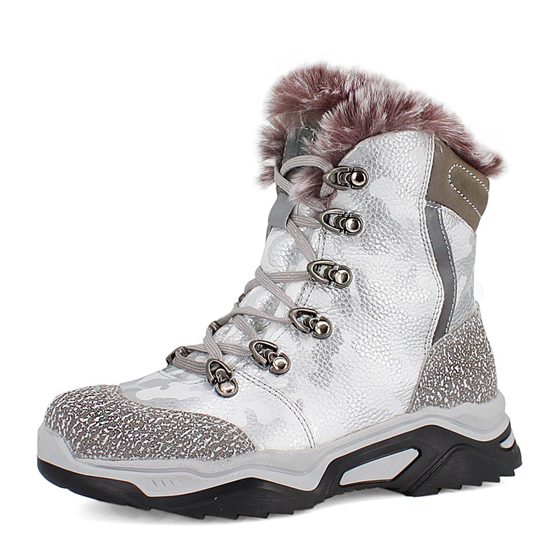 Ботинки нат.мех, артикул 1539, цвет светло-серый купить в интернет-магазине Shoeslel с доставкой по России