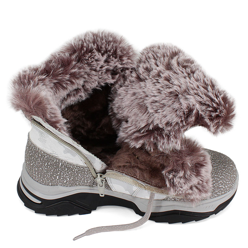 Ботинки нат.мех, артикул 1539, цвет светло-серый купить в интернет-магазине Shoeslel с доставкой по России