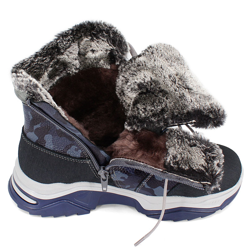 Ботинки нат.мех, артикул 1539, цвет синий купить в интернет-магазине Shoeslel с доставкой по России