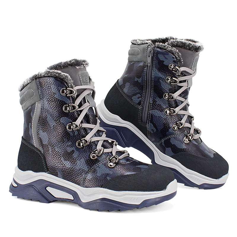 Ботинки нат.мех, артикул 1539, цвет синий купить в интернет-магазине Shoeslel с доставкой по России