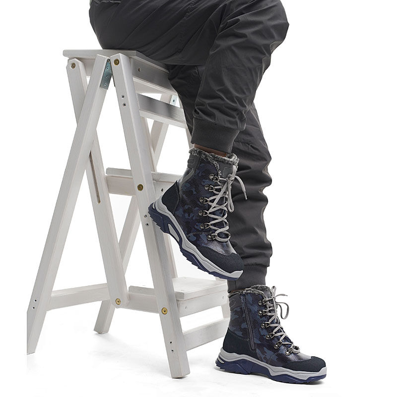 Ботинки нат.мех, артикул 1539, цвет синий купить в интернет-магазине Shoeslel с доставкой по России