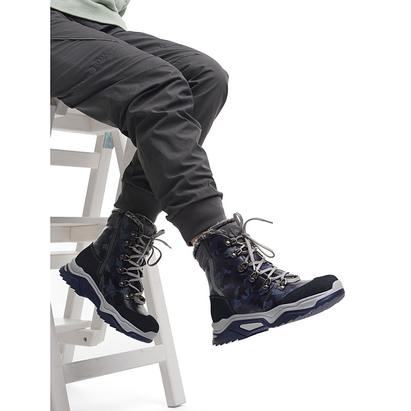 Ботинки нат.мех, артикул 1539, цвет синий купить в интернет-магазине Shoeslel с доставкой по России