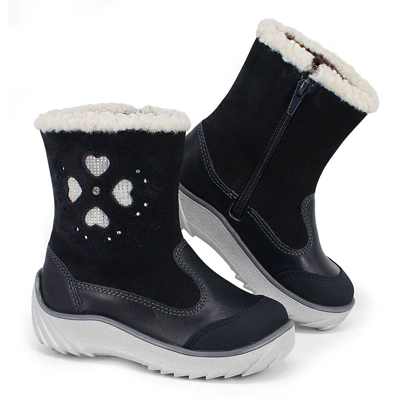 Сапожки малодетские нат.мех, артикул 1543, цвет темно-синий купить в интернет-магазине Shoeslel с доставкой по России