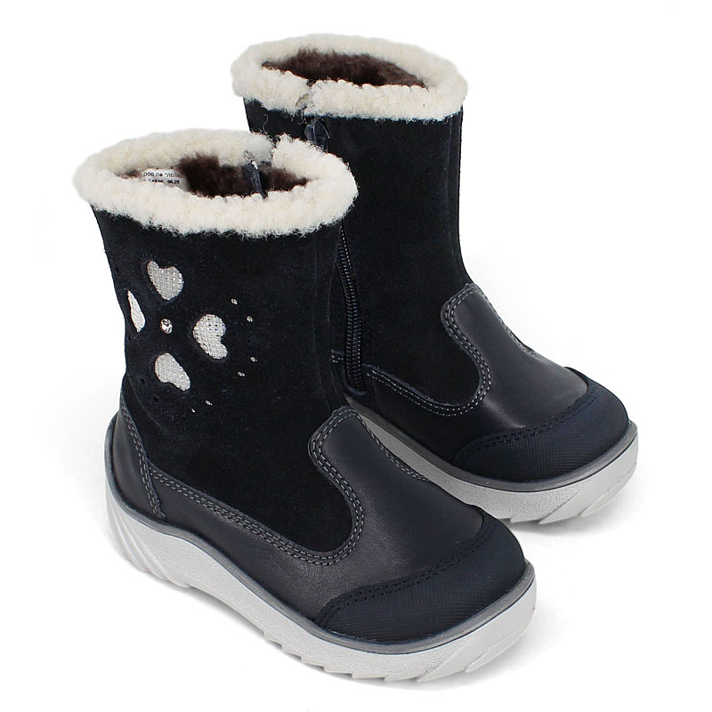 Сапожки малодетские нат.мех, артикул 1543, цвет темно-синий купить в интернет-магазине Shoeslel с доставкой по России