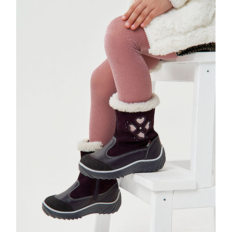 Сапожки малодетские нат.мех, артикул 1543, цвет черничный купить в интернет-магазине Shoeslel с доставкой по России