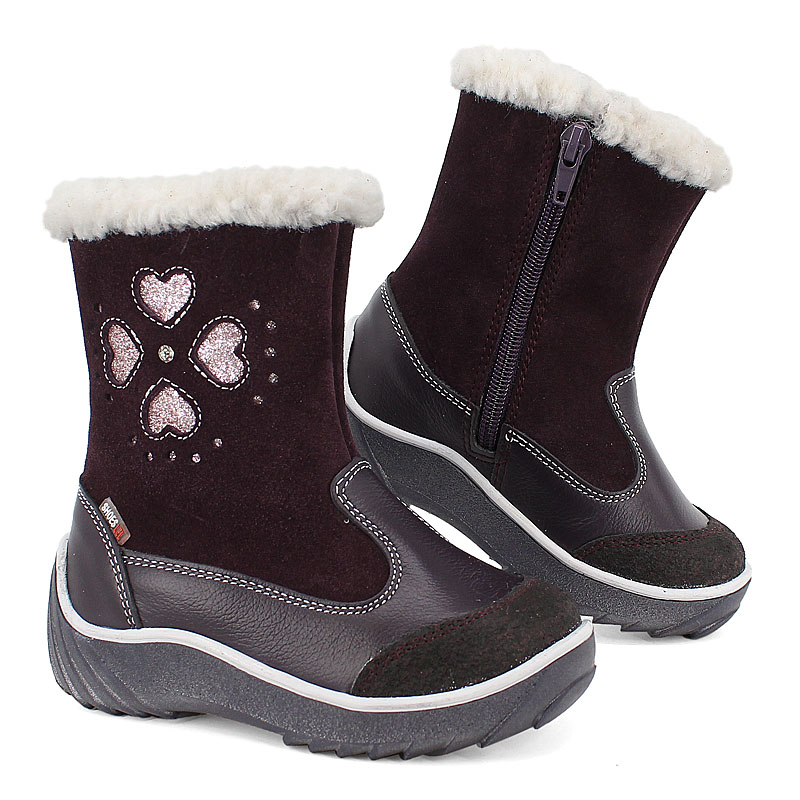 Сапожки малодетские нат.мех, артикул 1543, цвет черничный купить в интернет-магазине Shoeslel с доставкой по России