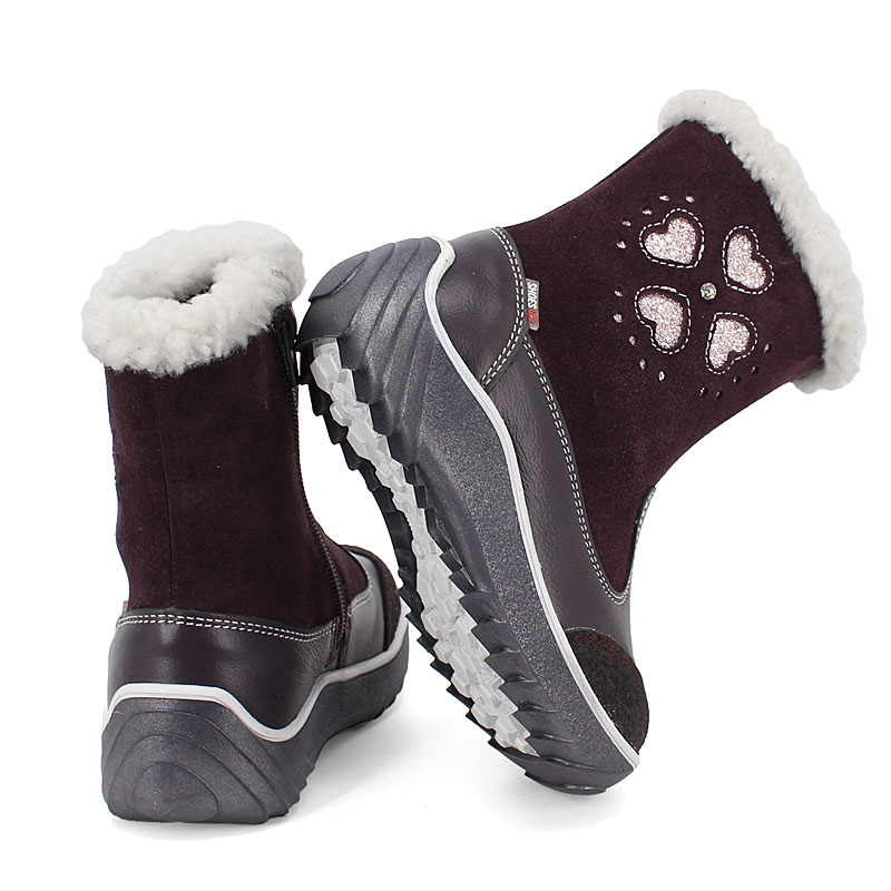 Сапожки малодетские нат.мех, артикул 1543, цвет черничный купить в интернет-магазине Shoeslel с доставкой по России