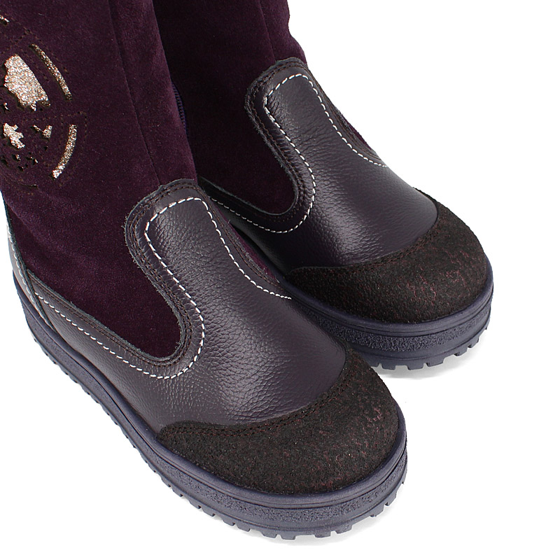 Сапожки нат.мех, артикул 1551, цвет черничный купить в интернет-магазине Shoeslel с доставкой по России