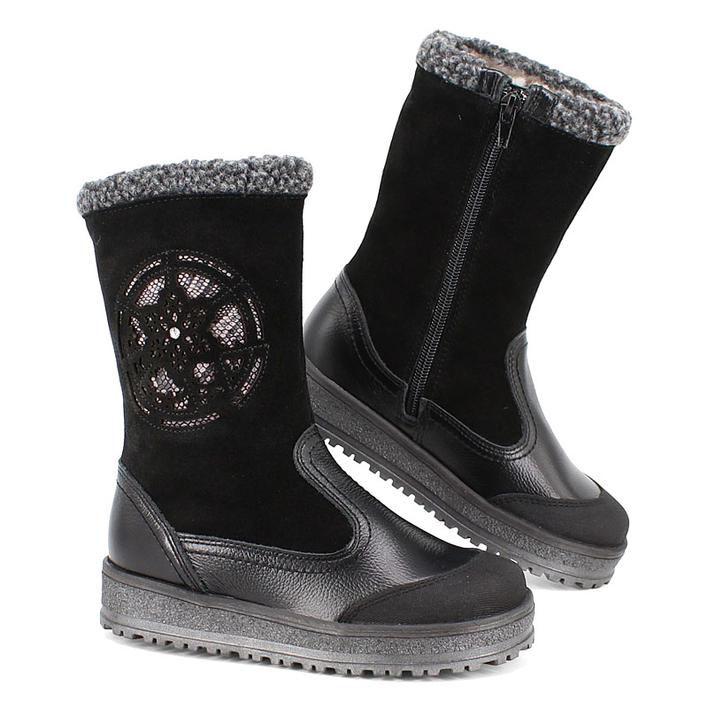 Сапожки нат.мех, артикул 1551, цвет черный купить в интернет-магазине Shoeslel с доставкой по России