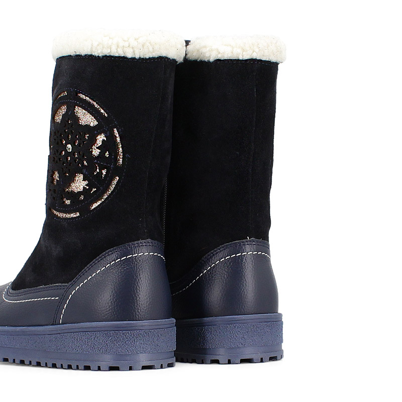 Сапожки нат.мех, артикул 1551, цвет синий купить в интернет-магазине Shoeslel с доставкой по России