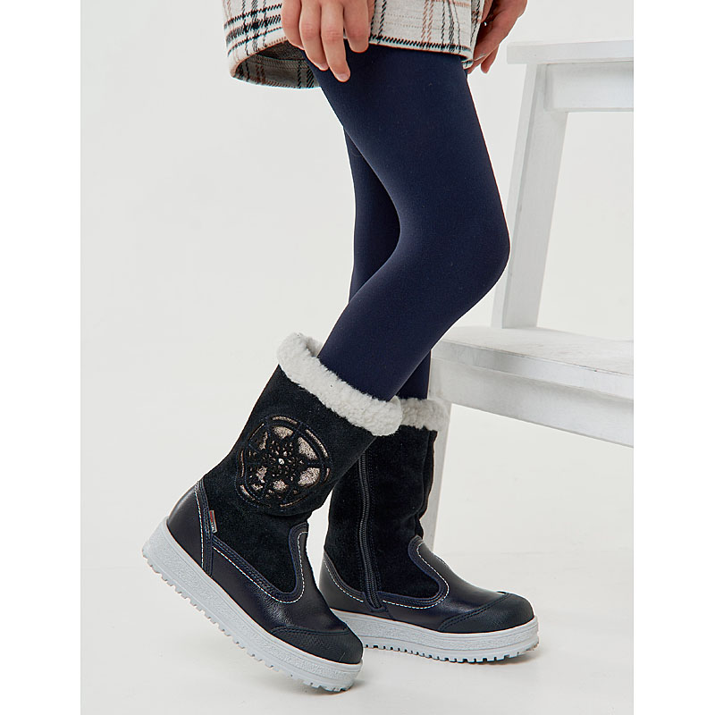 Сапожки нат.мех, артикул 1551, цвет синий купить в интернет-магазине Shoeslel с доставкой по России