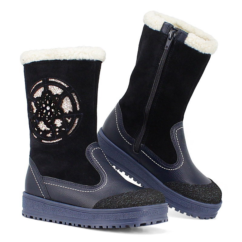 Сапожки нат.мех, артикул 1551, цвет синий купить в интернет-магазине Shoeslel с доставкой по России