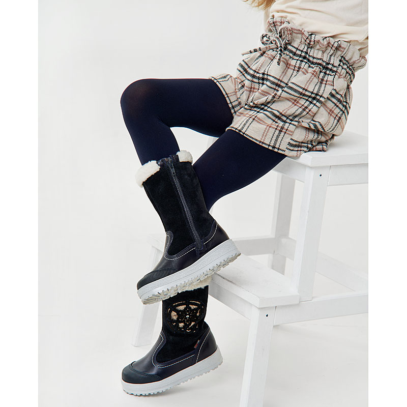 Сапожки нат.мех, артикул 1551, цвет синий купить в интернет-магазине Shoeslel с доставкой по России