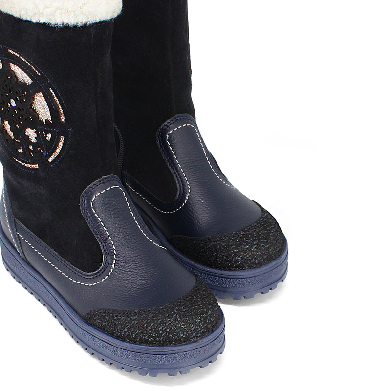 Сапожки нат.мех, артикул 1551, цвет синий купить в интернет-магазине Shoeslel с доставкой по России