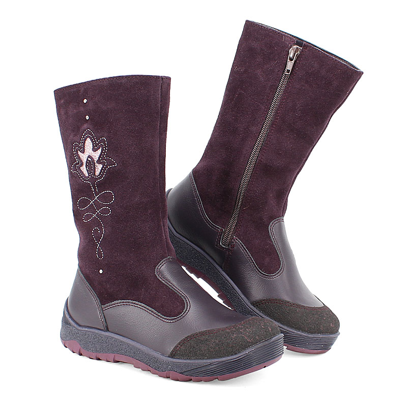 Сапожки нат.мех, артикул 1564, цвет черничный купить в интернет-магазине Shoeslel с доставкой по России