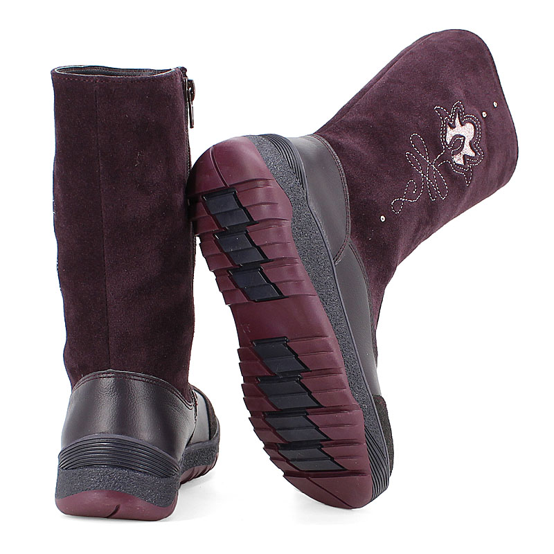 Сапожки нат.мех, артикул 1564, цвет черничный купить в интернет-магазине Shoeslel с доставкой по России