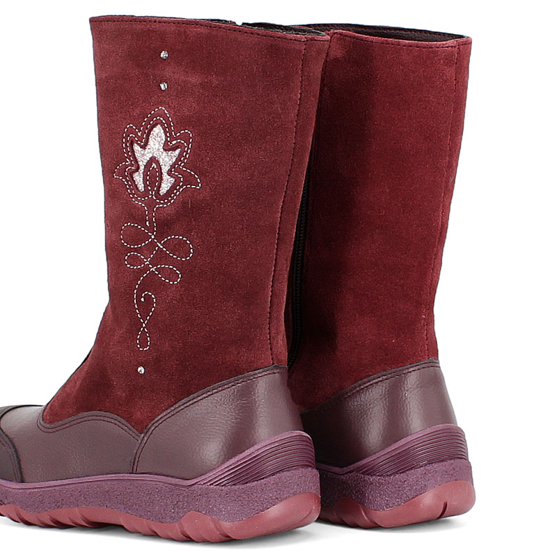 Сапожки нат.мех, артикул 1564, цвет бордовый купить в интернет-магазине Shoeslel с доставкой по России