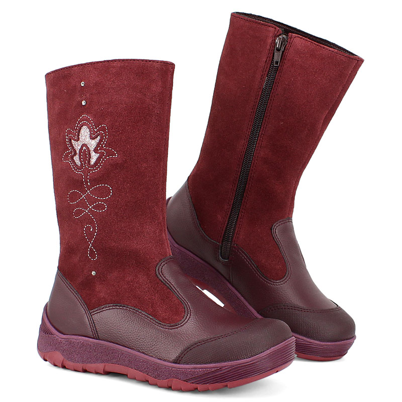 Сапожки нат.мех, артикул 1564, цвет бордовый купить в интернет-магазине Shoeslel с доставкой по России