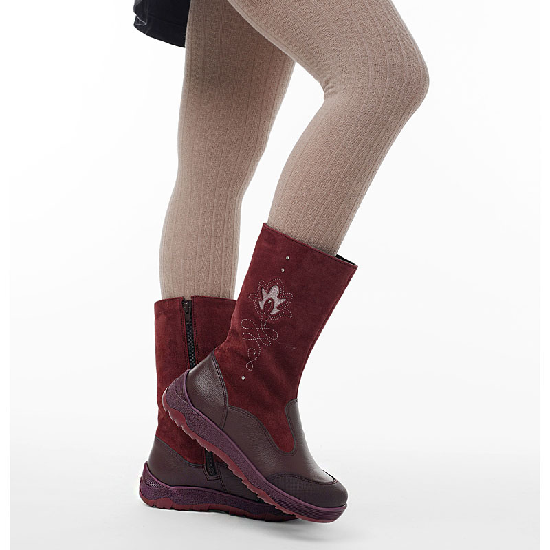 Сапожки нат.мех, артикул 1564, цвет бордовый купить в интернет-магазине Shoeslel с доставкой по России