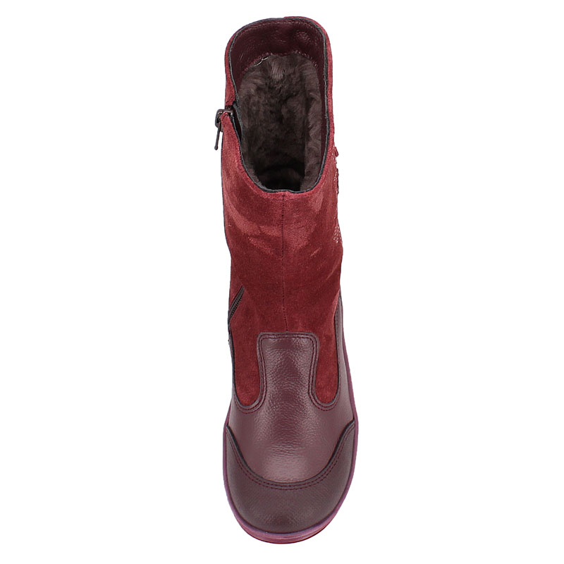 Сапожки нат.мех, артикул 1564, цвет бордовый купить в интернет-магазине Shoeslel с доставкой по России