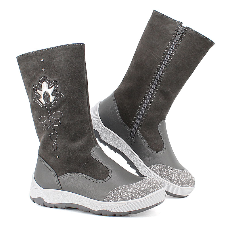 Сапожки нат.мех, артикул 1564, цвет серый купить в интернет-магазине Shoeslel с доставкой по России