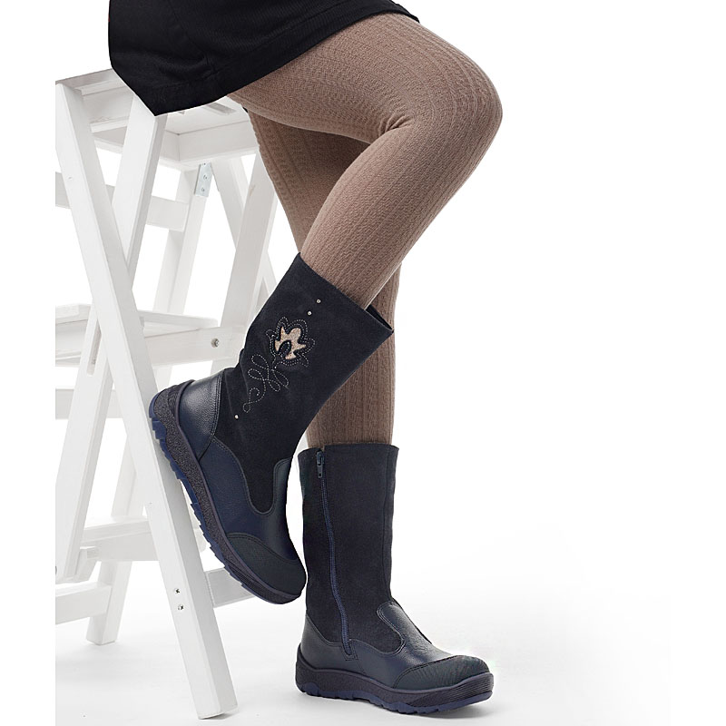 Сапожки нат.мех, артикул 1564, цвет синий купить в интернет-магазине Shoeslel с доставкой по России