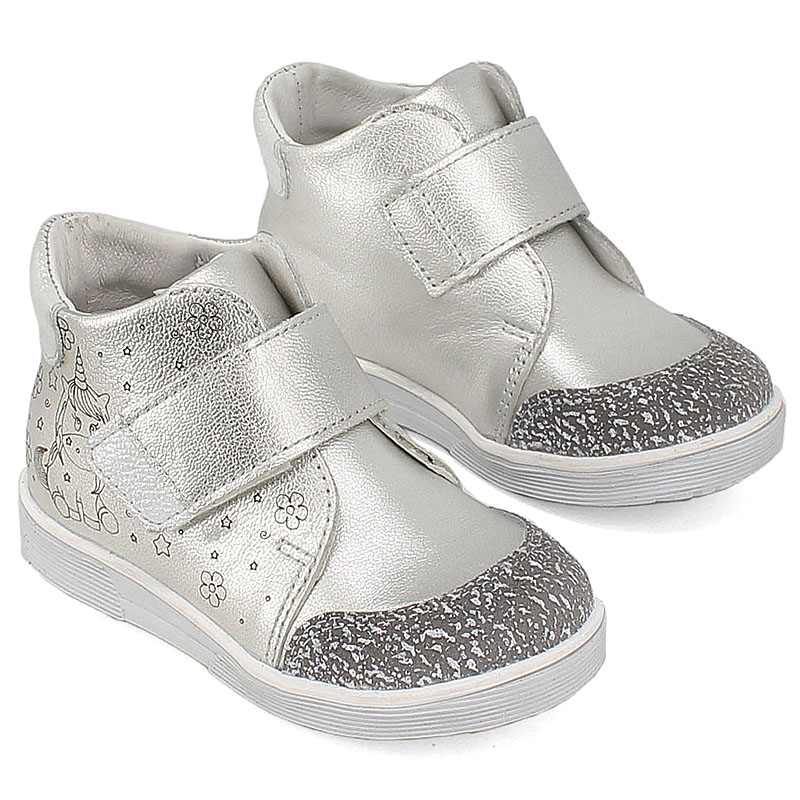 Ботинки малодетские, артикул 1625, цвет серебро купить в интернет-магазине Shoeslel с доставкой по России