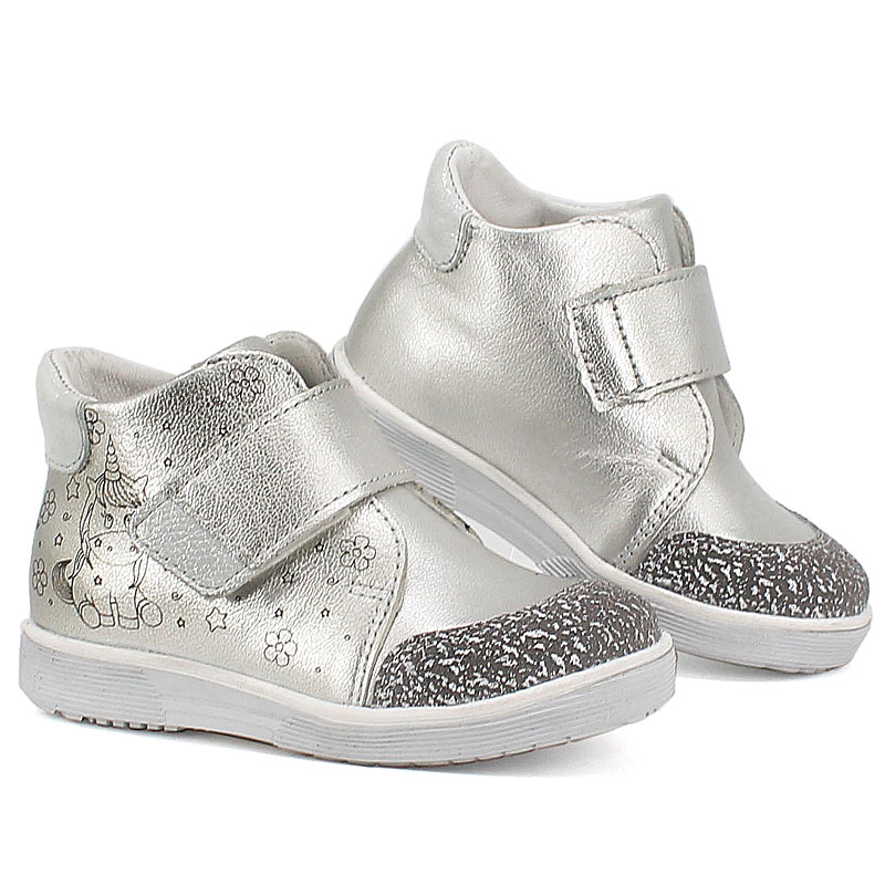 Ботинки малодетские, артикул 1625, цвет серебро купить в интернет-магазине Shoeslel с доставкой по России